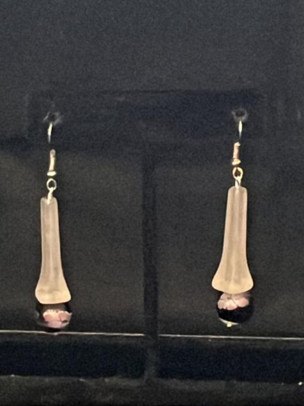 Painted Black Bead and Frosted White Drop Earrings